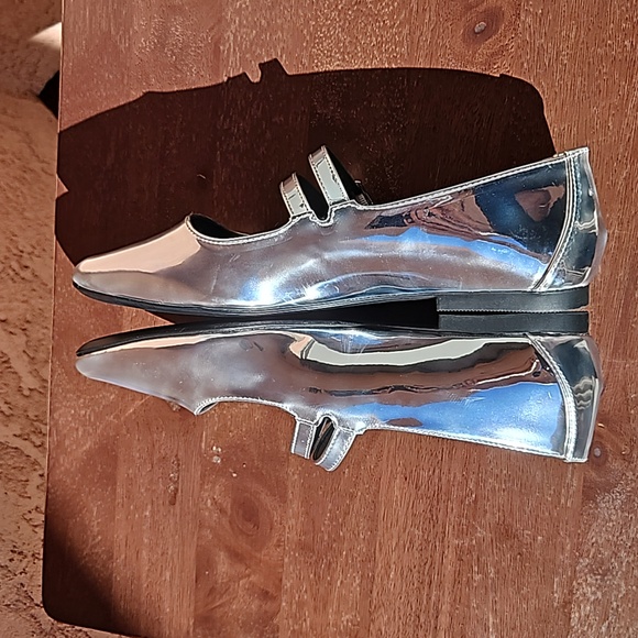 Steve Madden Alisah Silver Patent leather Mary Jane Flats Shoes 8.5 - Picture 10 of 13